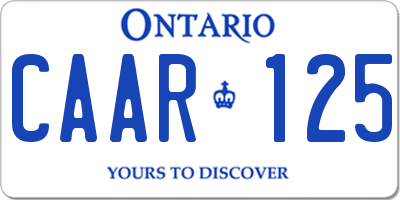 ON license plate CAAR125