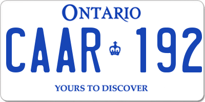 ON license plate CAAR192