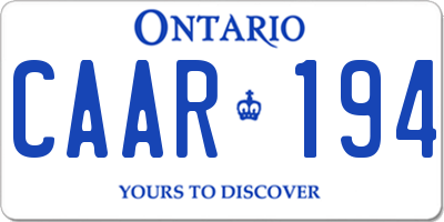 ON license plate CAAR194