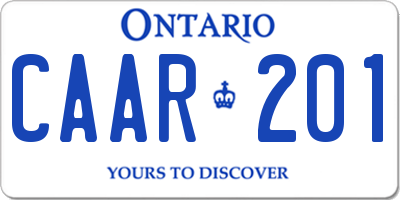 ON license plate CAAR201