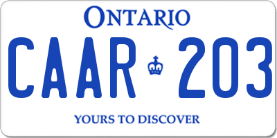 ON license plate CAAR203