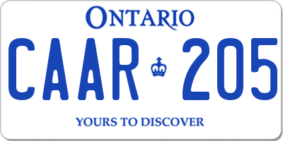 ON license plate CAAR205