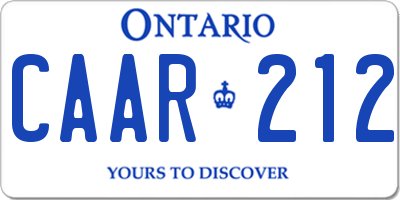 ON license plate CAAR212