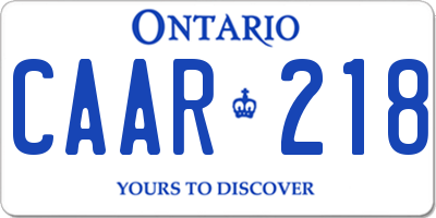 ON license plate CAAR218