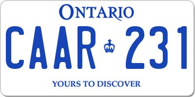 ON license plate CAAR231