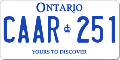 ON license plate CAAR251