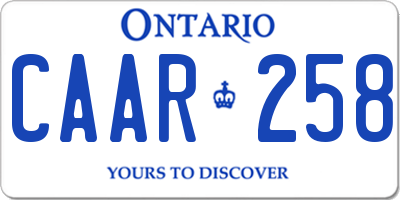 ON license plate CAAR258