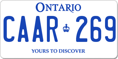 ON license plate CAAR269