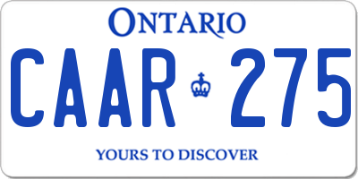 ON license plate CAAR275