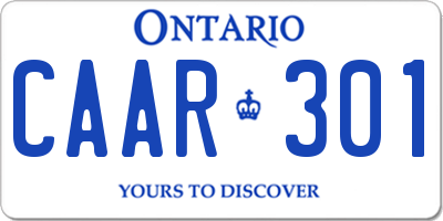 ON license plate CAAR301