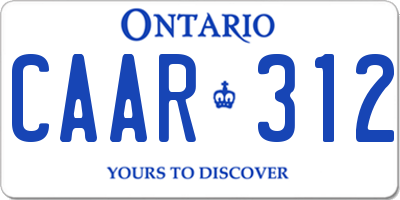 ON license plate CAAR312