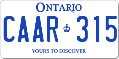 ON license plate CAAR315