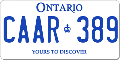 ON license plate CAAR389