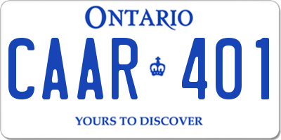 ON license plate CAAR401