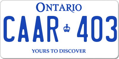 ON license plate CAAR403