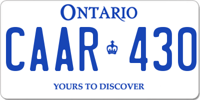 ON license plate CAAR430