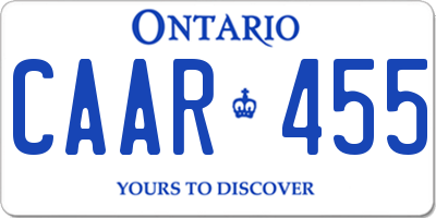 ON license plate CAAR455