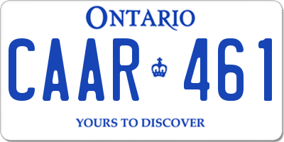 ON license plate CAAR461