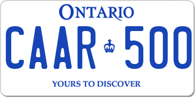 ON license plate CAAR500