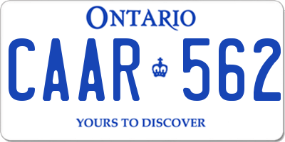 ON license plate CAAR562