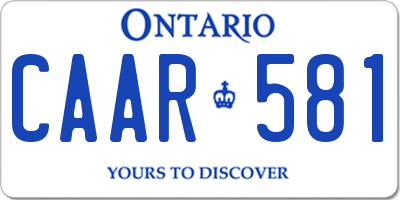 ON license plate CAAR581