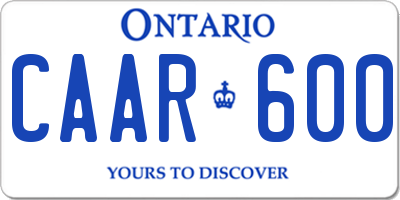 ON license plate CAAR600