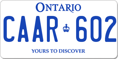 ON license plate CAAR602