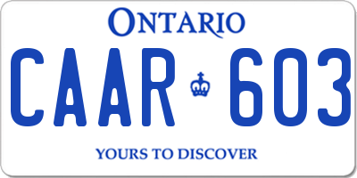 ON license plate CAAR603