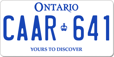 ON license plate CAAR641