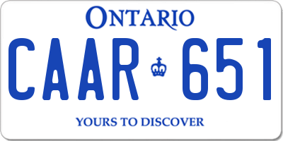 ON license plate CAAR651