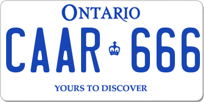 ON license plate CAAR666