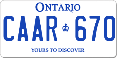 ON license plate CAAR670