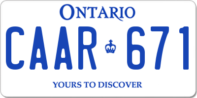 ON license plate CAAR671