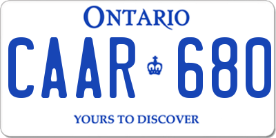 ON license plate CAAR680