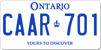 ON license plate CAAR701