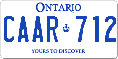 ON license plate CAAR712