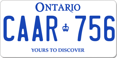 ON license plate CAAR756