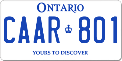 ON license plate CAAR801