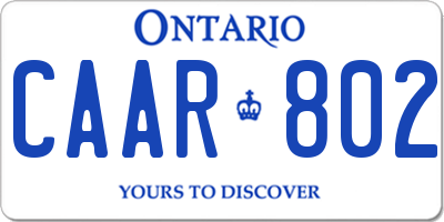 ON license plate CAAR802