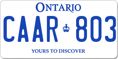 ON license plate CAAR803