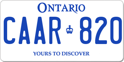 ON license plate CAAR820