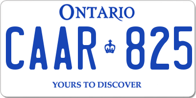 ON license plate CAAR825