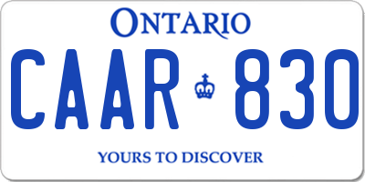 ON license plate CAAR830