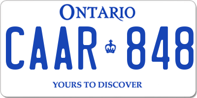 ON license plate CAAR848