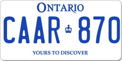 ON license plate CAAR870