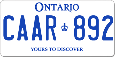 ON license plate CAAR892