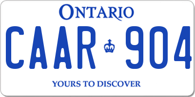 ON license plate CAAR904