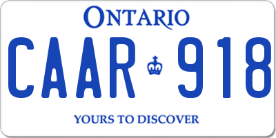 ON license plate CAAR918