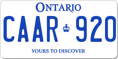 ON license plate CAAR920