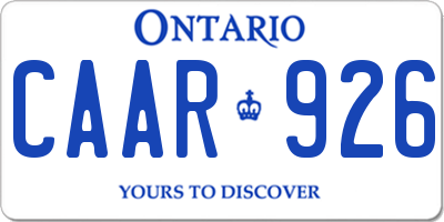 ON license plate CAAR926